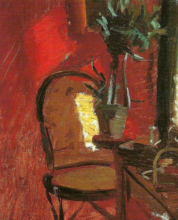 interior med stol og plante, Anna Ancher